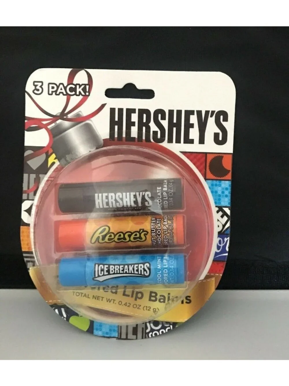 Hersheys 3-Pack Flavored Lip Balm Set Chocolate Peanut Butter Cool Mint 0.42 Oz